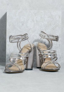 missguided silver block heels