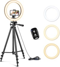 Sensyne 10'' Ring Light with 50'' Extendable Tripod Stand, LED Circle Lights