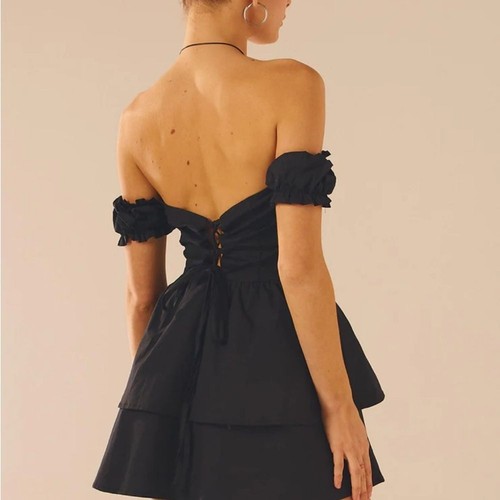 Peppermayo Ready or Not Corset Mini Dress Elegant Black Off-Shoulder Dress XL/16 - Picture 7 of 11