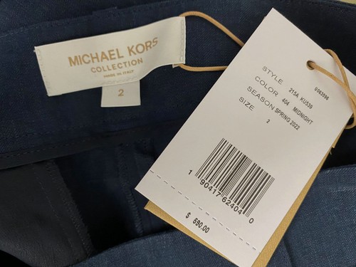 $591 Michael Kors Women's Blue Pleated Lined Linen Italy Wide Leg Shorts Size 2 - Picture 3 of 3