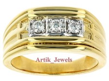 Moissanite Con 14K Argento Placcato Oro Croce Stile Anello per Uomo #410