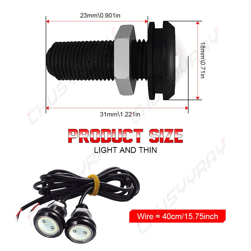 4X Car Front Grille Lights Blue Lighting Grill Led Light Warning Lamp Universal - Image 3 of 4