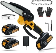 6 Inch Cordless Mini Chainsaw with Two Batteries Portable Electric Mini Chainsaw