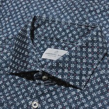 Emanuel Berg NWOT Casual Button Down Shirt Size 40 15.75 M in Blue Cotton Blend