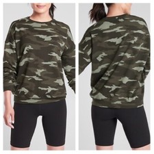 ATHLETA Studio to Street Camo Sweatshirt Top Olive Workout Sweatshirt size S