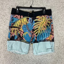 Patagonia Swim Trunks Mens 31 Blue Colorful Unlined Tropical Shorts Beach Pool