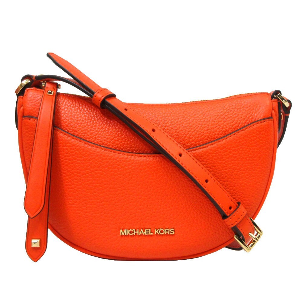 Michael Kors Dover Half Moon Crossbody Orange Leather Bag