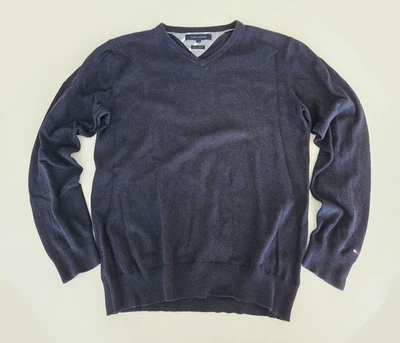 Tommy Hilfiger Pullover Herren M Blau | V-Ausschnitt | Kaschmir | Regular Fit - Bild 1 von 4