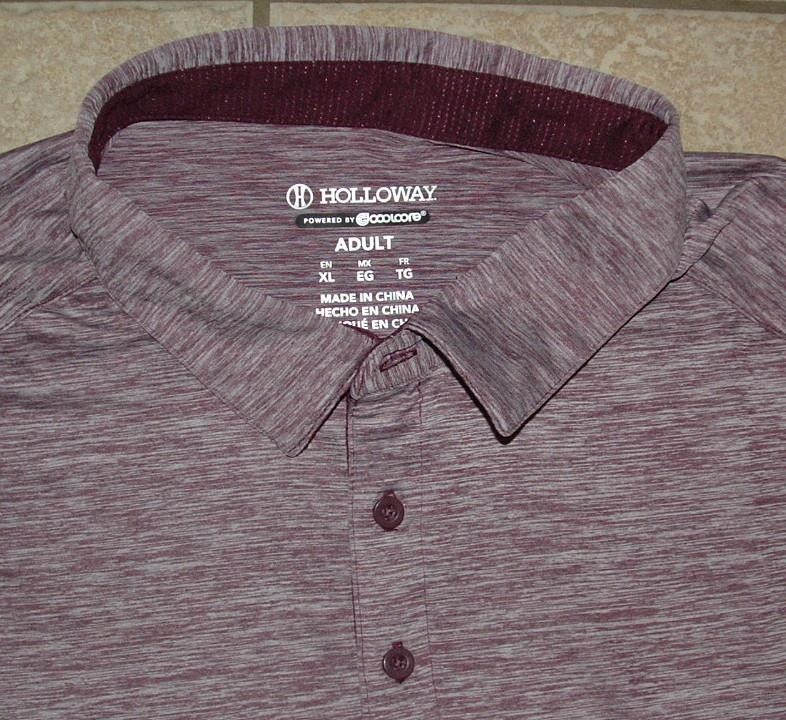 HOLLOWAY Wine Space Dye Mens Sz XL Athletic COOLCORE Quick Dry Polo Shirt NEW View 2