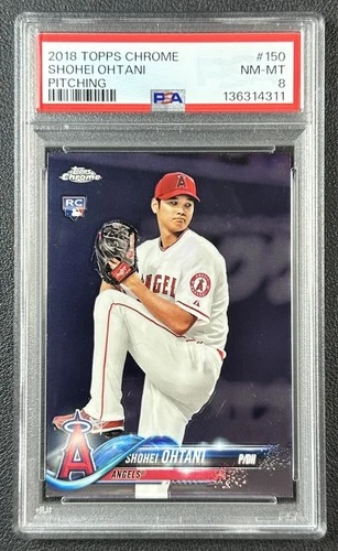 SHOHEI OHTANI PSA 8 2018 TOPPS CHROME #150 ROOKIE PITCHING RC ANGELS 311