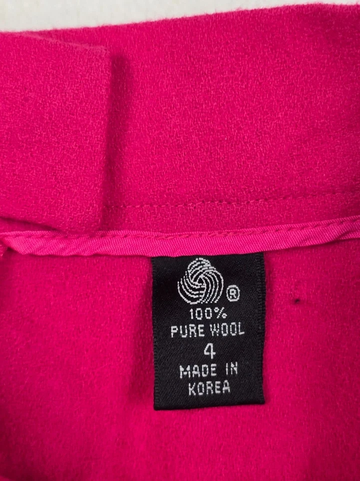 Falda plisada 100 % lana Ellen Tracy Linda Allard talla 4 rosa oscuro magenta Foto 3 de 4