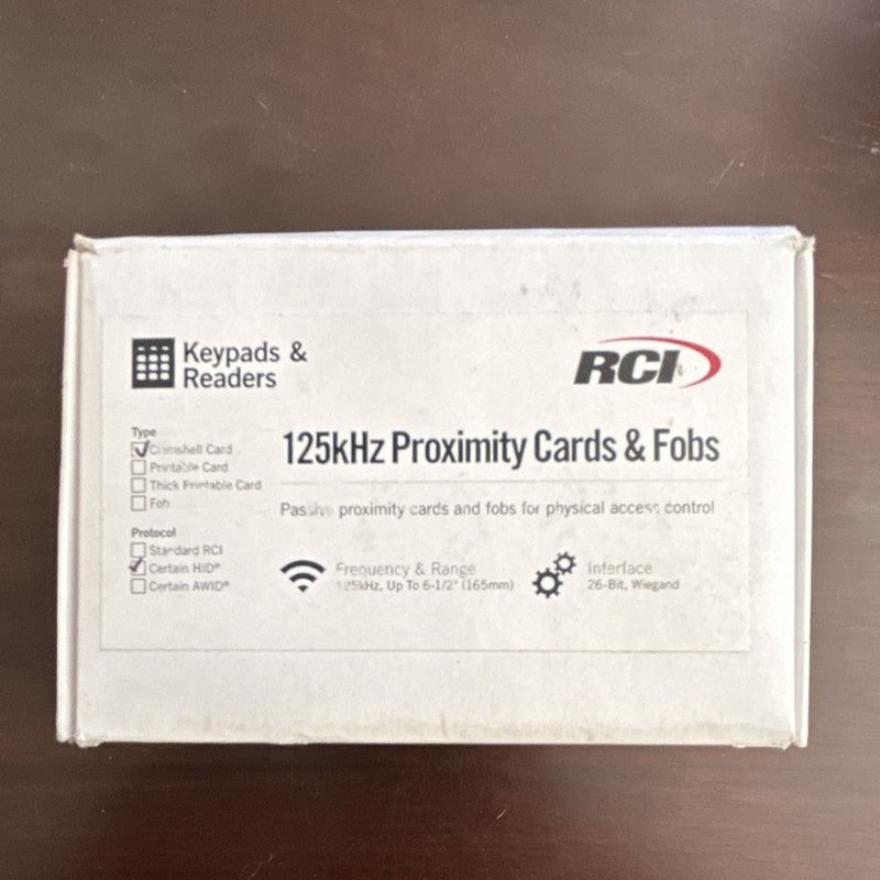 RCI RFID Proximity Clamshell Cards HID Protocol 50 Pack 1326R-H-50