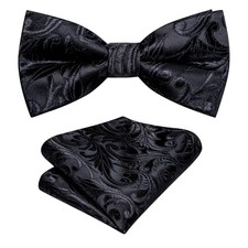 Bow Ties for Boys Pre-Tied Silk Kids Bow Tie Adjustable Boys Black Floral