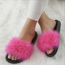 womens faux fur slippers
