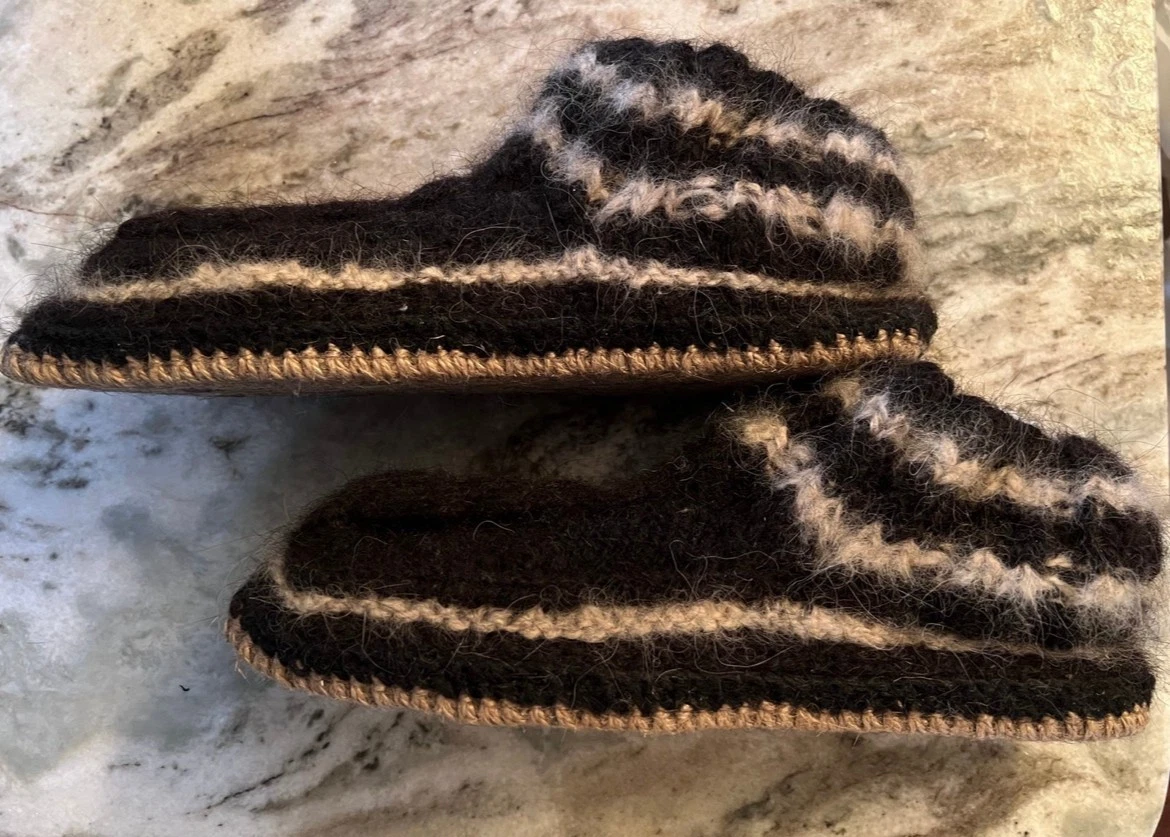 knitted slippers socks natural wool