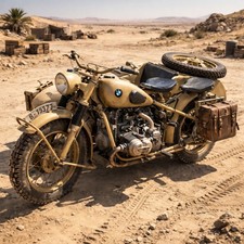1943 BMW R75 WWII Desert Sidecar Motorcycle Poster Print