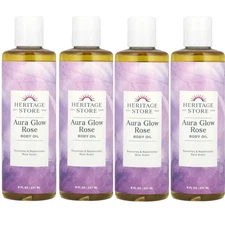 Heritage Store Aura Glow Rose Body Oil Rose 8 fl.oz/237 mL Each (Pack of 4)