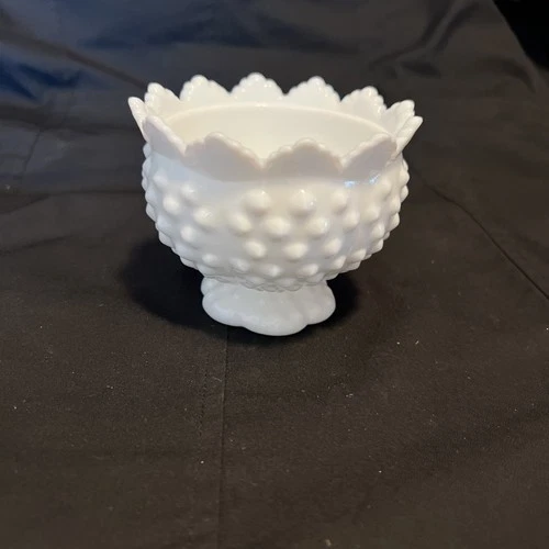 1974 Fenton Hobnail Milk Glass White Round Footed Candle Holder 3.25" Vintage