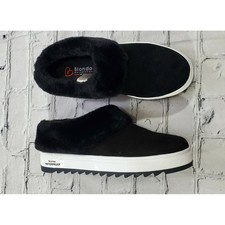 Blondo Suri Mules Womens 6.5 Black Suede Waterproof Faux Fur Platform Slip On