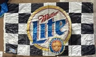 Vintage 2000 Miller Lite Beer Checkered Racing Flag Banner Sign Black White