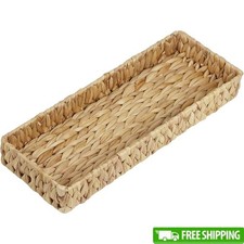 Natural Water Hyacinth Bathroom Tray Wicker Storage Basket Organizing Toiletries