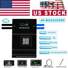 JK 8S-24S 250A LiFePo4 Li-ion Smart BMS 1A Active Balancer BT/RS485/LCD lot USA