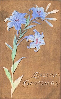 Embossed Gold Easter Greetings Vintage Postcard