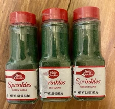 Lot Of 3 Betty Crocker Green Sugar Sprinkles 2.25 oz each