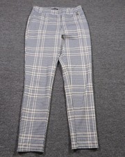 Tommy Hilfiger Pants Womens 10 Blue Houndstooth Plaid Stretch Pull On Ankle