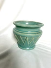1920s McCoy Pottery Turquoise Sunburst Deco 4.25" Jardiniere Planter Cache Pot
