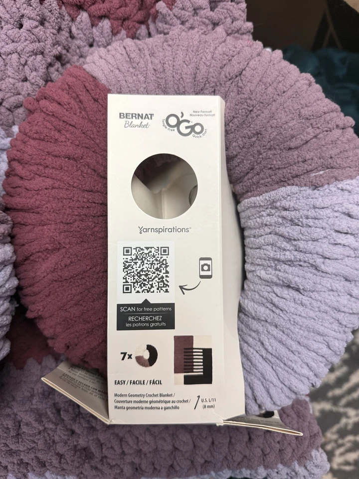 Unfinished Blanket Project- Bernat Blanket O’Go Yarn Purple Plum - Image 2 of 4