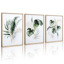Bathroom Framed Wall Art, Botanical Canvas Paintings Wall Decor 12x16 Inch
