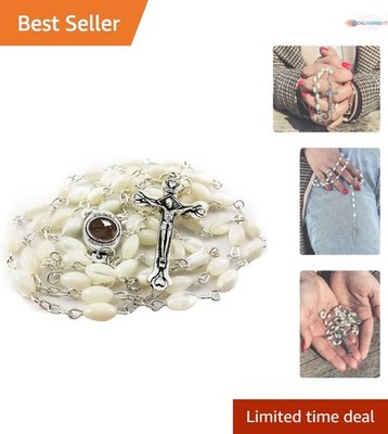 Natural Pearl Rosary Beads Catholic Necklace Jerusalem Holy Soil Sterling Silver
