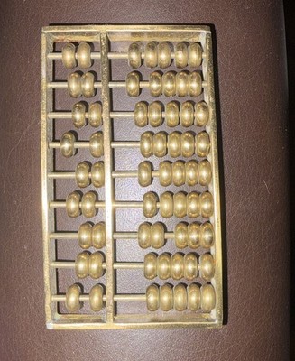 Vintage Miniature Brass Abacus 3'' x 2'' , 3.5 oz.  - Teacher gift  math