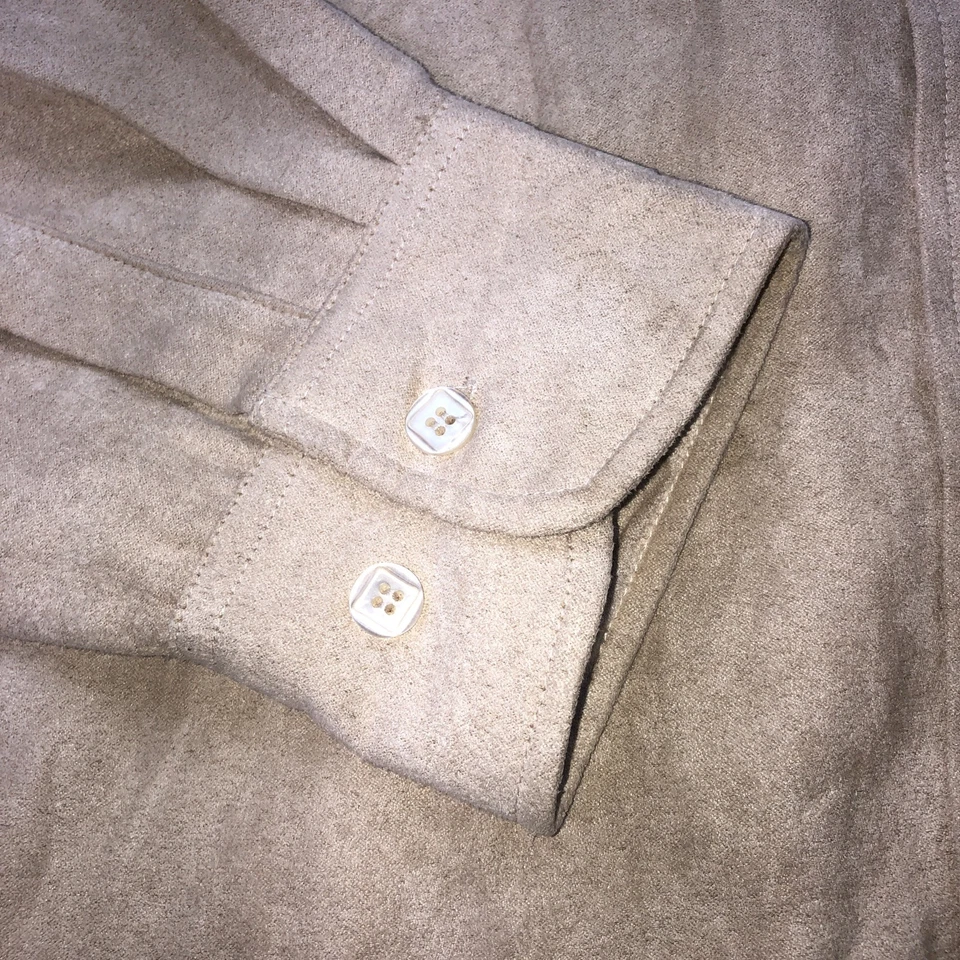 Camisa Oleg Cassini Para Hombre XL Gamuza Vaquero Occidental Manga Larga Camisa Abotonada Foto 2 de 4