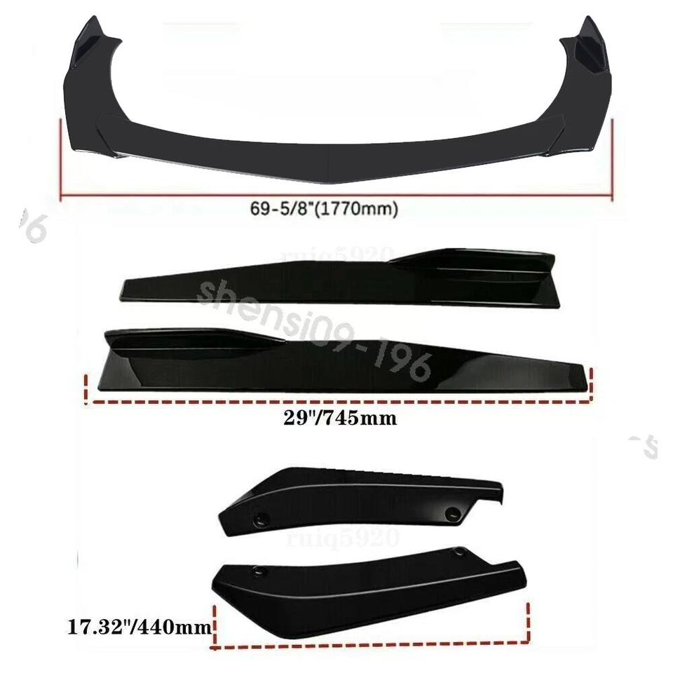 Gloss Black Car Front Bumper Spoiler Lip Splitter Body Kits For Chevrolet Impala Foto 4 de 4