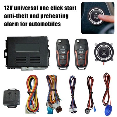 12v Keyless Entry Engine Start Alarm System Push One Button Remote Starter Stop