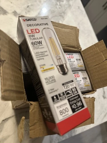 Satco S21350 - 8 Watt LED T10 Clear LED Bulbs - 2700K - 120 Volt (6 pack) - Picture 3 of 6