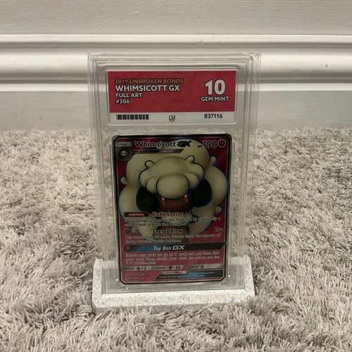 2019 POKEMON SUN & MOON UNBROKEN BONDS #206 FULL ART/WHIMSICOTT GX ACE 10