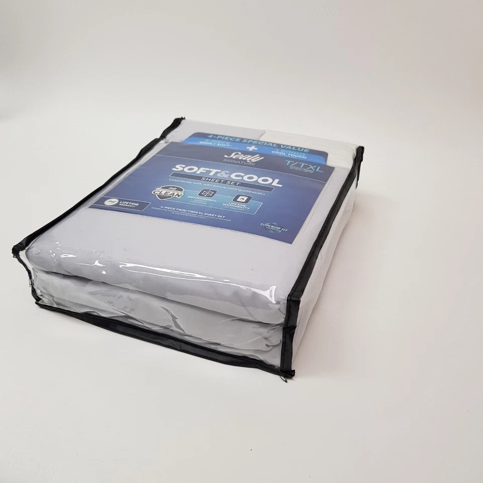 Juego de sábanas suaves y frescas Sealy Signature doble/T-XL funda de almohada de microfibra de 4 piezas Foto 4 de 4