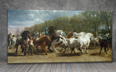 Rosa Bonheur Die Pferdemesse LEINWAND GEMÄLDE KUNSTDRUCK W 918