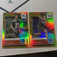Cam Taylor-Britt + Daxton Hill Lot 2022 Donruss Press Proof Gold Rookies Bengals