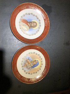 Jesus & Mary Plates By Homer Laughlin Rhythm  Christian Warranted 22k Gold Trim