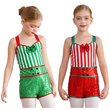 Kids Girls Christmas Costume Stage Performance Jumpsuit Comfortable Cosplay