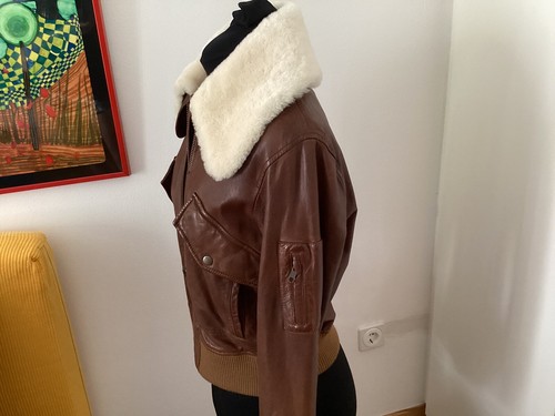 Lederjacke Damen ,Drykorn Pilotenjacke mit Lammfellkragen, braun, Größe: 1 = 34 - Bild 2 von 7