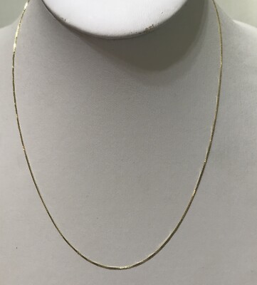 14k 14 Karat Massiv Gelbgold Italien Box Glänzende Kette Halskette, 19'' 1,2 Gramm