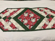 Christmas "SANTA" Table Runner 13x36 in REVERSIBLE Var 3