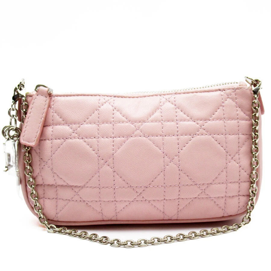 Sac accessoire authentique Christian Dior Lady Dior rose peau d'agneau t19314g