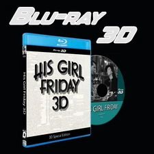 Blu-Ray 3D, His Girl Friday 3D + Bonus 3D Content, New