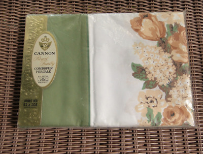 Vintage Cannon Royal Family Percale Dream Song Double Flat Sheet Floral NOS